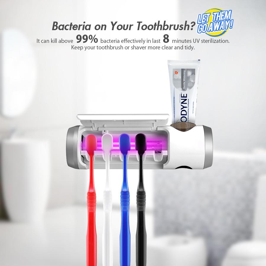 Antibacteria Automatic ToothBrush Dispenser with UV light sterilizer 2.0