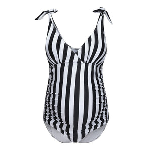 White and black stripes swimwear