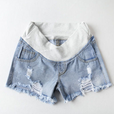 Pregnant Women's Shorts Low-waisted Denim