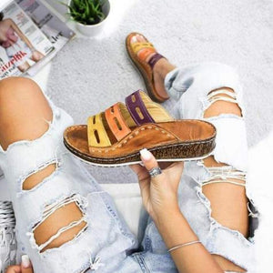 Women Chic Three-color stitching Sandals