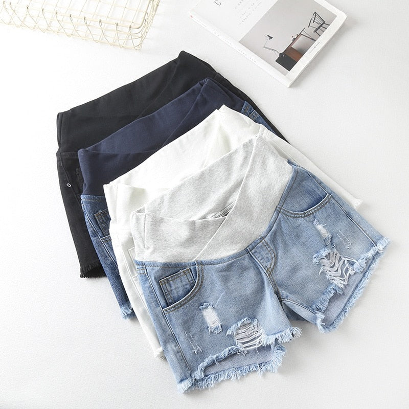 Pregnant Women's Shorts Low-waisted Denim