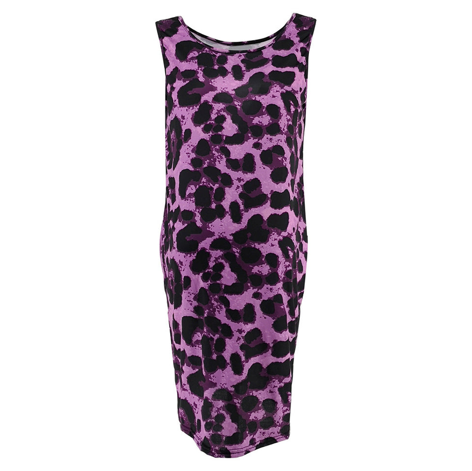 Sexy Leopard Maternity Dresses Sleeveless