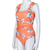 Summer Flower Print Off-shoulder pregnancy swimwear one-piece