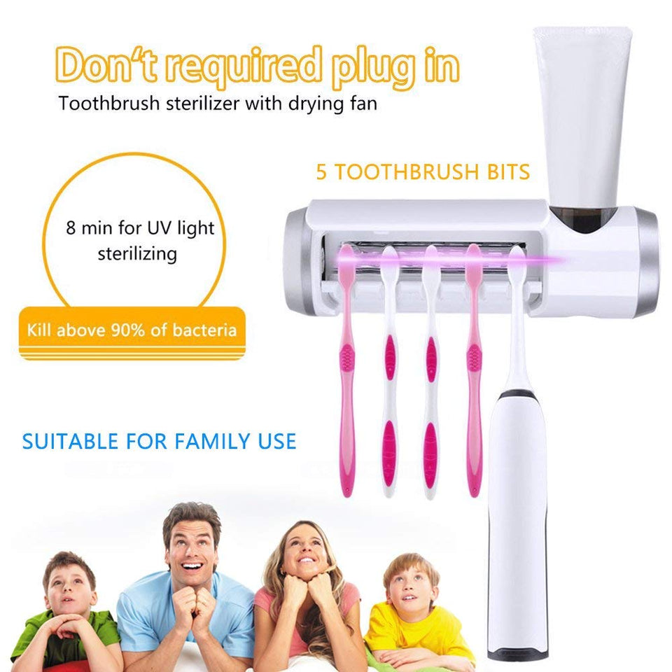 Antibacteria Automatic ToothBrush Dispenser with UV light sterilizer 2.0