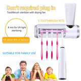 Antibacteria Automatic ToothBrush Dispenser with UV light sterilizer 2.0