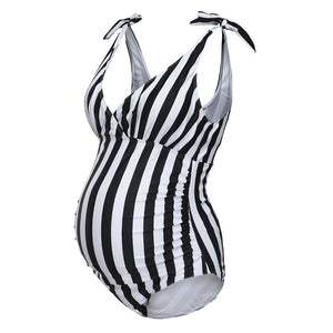 White and black stripes swimwear