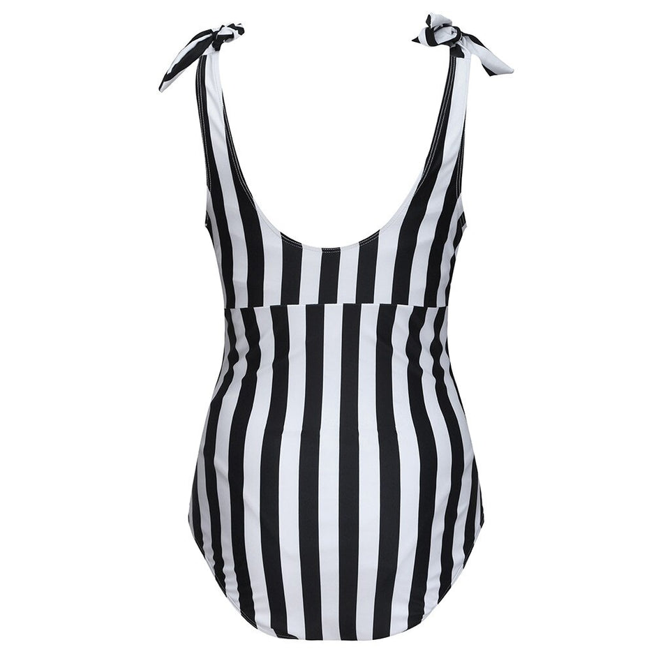 White and black stripes swimwear