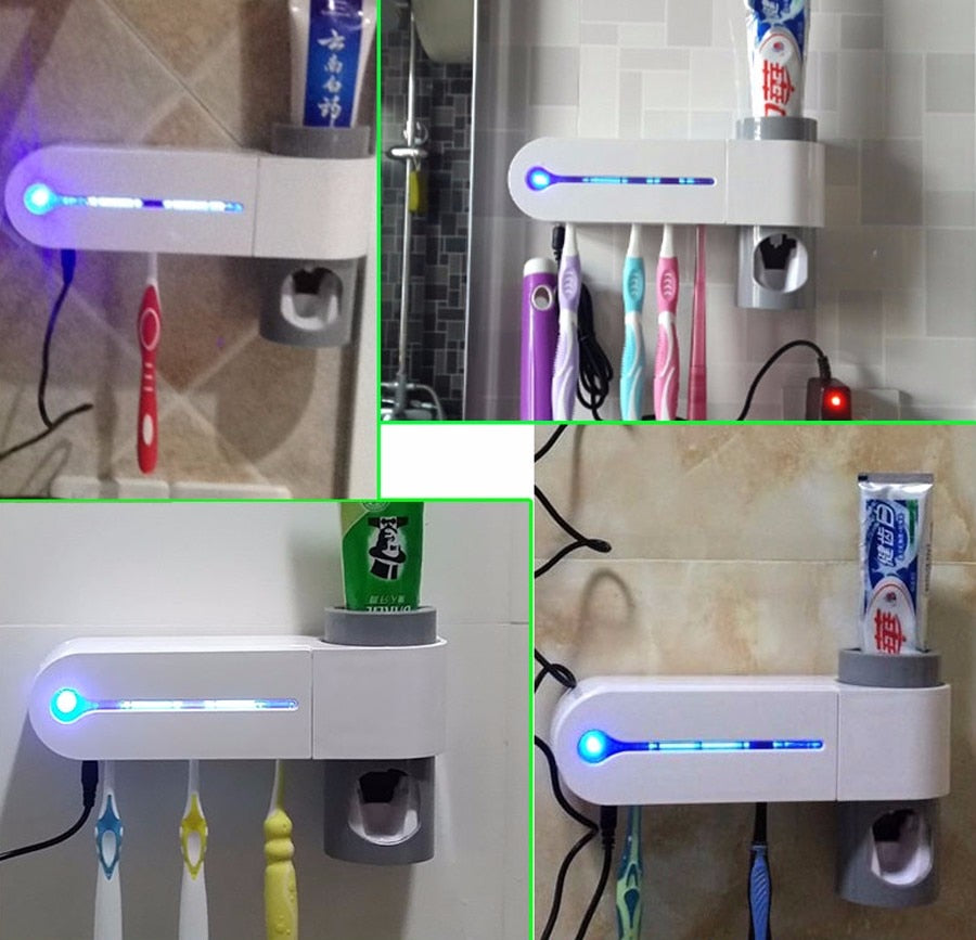 Antibacteria Automatic ToothBrush Dispenser with UV light sterilizer 2.0